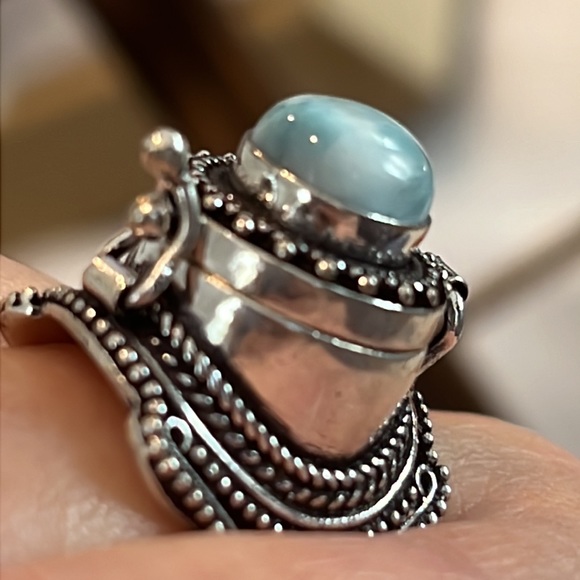#420 Larimar Handcrafted Poison ☠️ Ring 💍 Size 9 NWOT - Picture 6 of 15